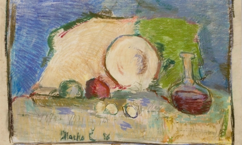 YELLOW AND GREEN, 1956, pastel/paper, 75x105cm