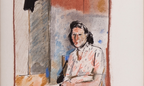WOMAN IN INTERIOR I, c. 1955, pastel/paper, 35x25cm