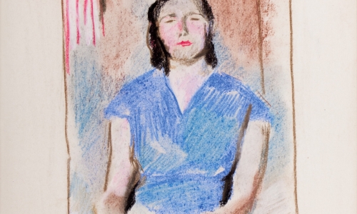 WOMAN, c. 1955, pastel/paper, 35x25cm