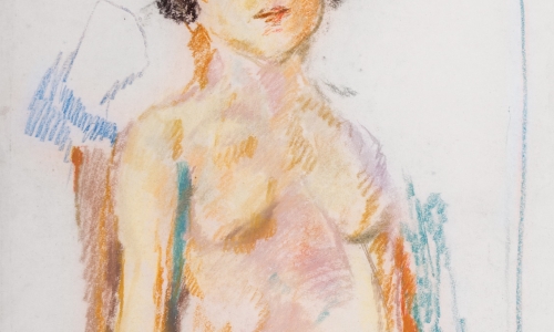 ORANGE NUDE, c. 1970, pastel/paper, 63x42cm