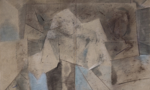 IZ ATELJEA, / ENTERIJER, 1962, pastel/papir, 65x100cm