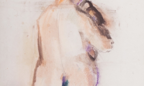 WOMAN WITH A BIRD, 1954, pastel/paper, 63x42cm