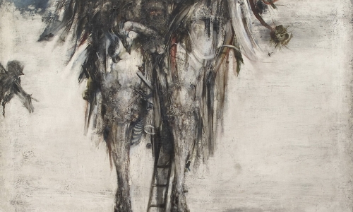 SCARECROW, 1962, tempera and oil / canvas, 245x145cm