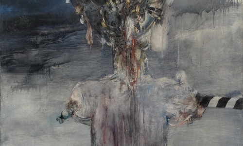 GARDIAN, 1963, tempera and oil / canvas, 165x117cm