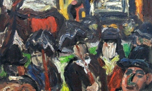 FUNERAL, 1945, oil/paper lined on canvas, 38x46cm, Milan Konjović Gallery, Sombor