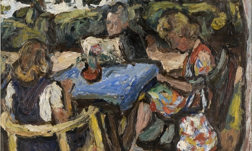 IN THE GARDEN, 1946, oil/paper lined on canvas, 65x82cm