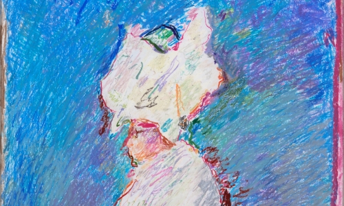 NUN ON BLUE BACKGROUND III, 1966/1967, pastel on paper, 65x50cm, private collection