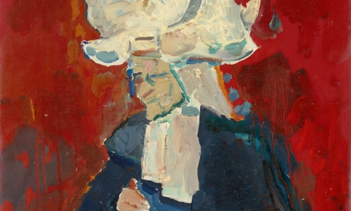NUN ON RED BACKGROUND, 1966/1967, oil on canvas, 49x35cm, private collection