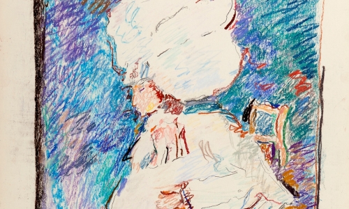 NUN ON BLUE BACKGROUND II, 1966/1967, pastel on paper, 65x50cm, private collection