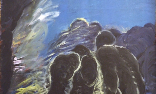 MEDUSA RAFT - BLUE, 1977, combined technique on canvas, 130x162cm