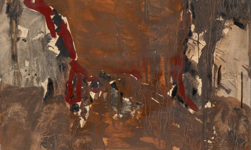COMPOSITION, oil on paper lined on canvas, 69,5×81 cm
