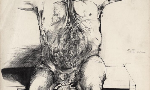 WOUND, 1962, India ink on paper, 88.5 × 62.5 cm